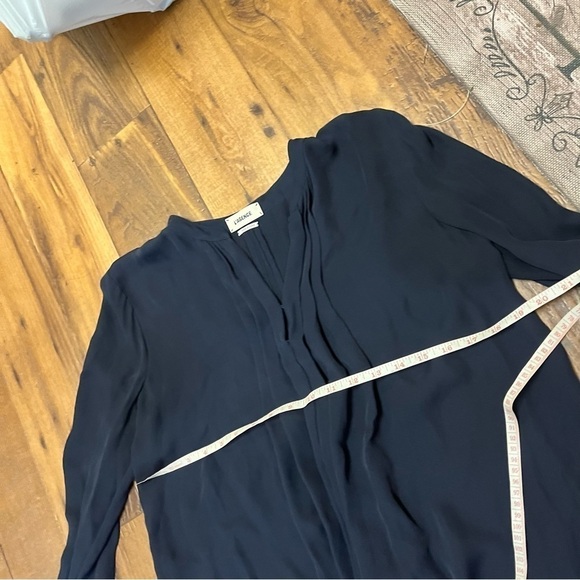 L’Agence Lauren Long Sleeve Pleated Silk Blouse Black Small D1 - Picture 7 of 8